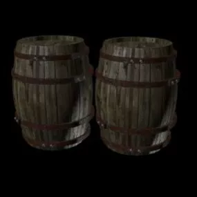 Old Wooden Barrel V1 3d model