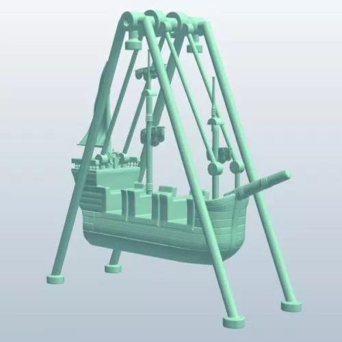 Cargo Ship With Crane 3d model
