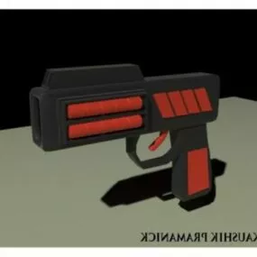 Red Sci-fi Pistol Gun 3d model
