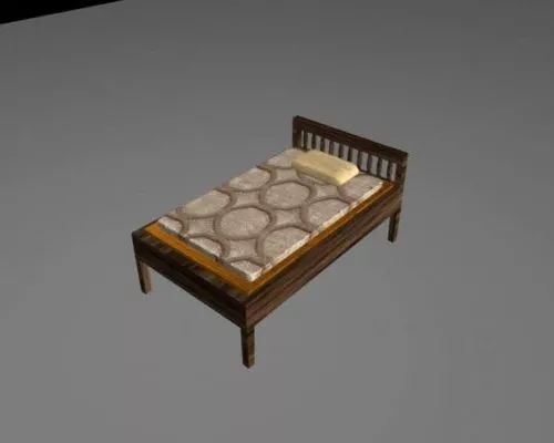 Simple Single Wood Bed 3d model Simple Single Wood Bed 3d model