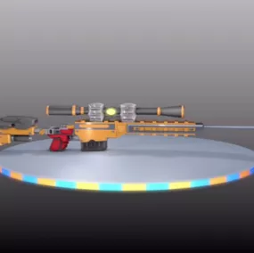 Sniper Gun Lowpoly Yellow Color 3d model