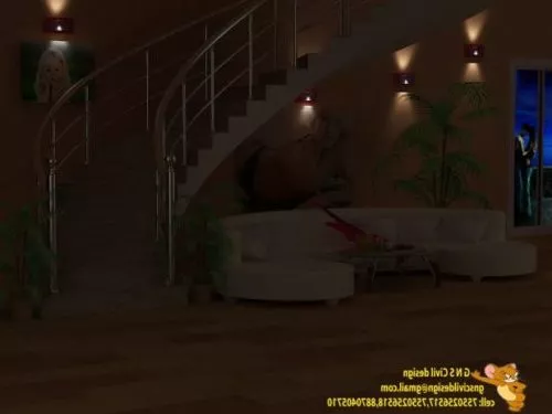 Spiral Stair With Curved Handrail 3d model