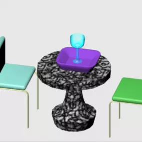 Table Chairs Lowpoly 3d model