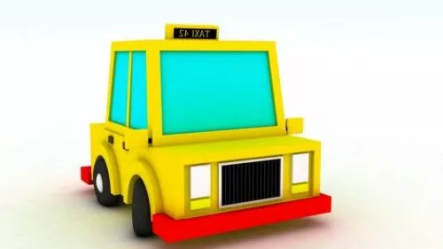 Cartoon Taxi Low Poly 3d model