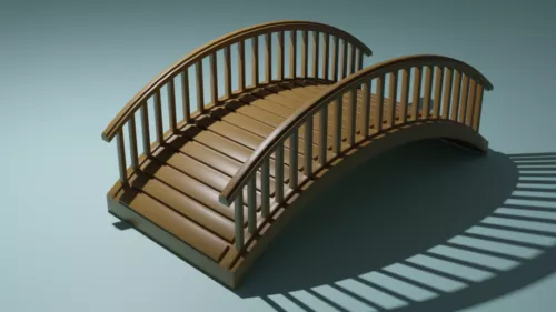 Wodden Curved Bridge 3d model Wodden Curved Bridge 3d model