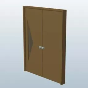 Double French Door Wooden 3d model