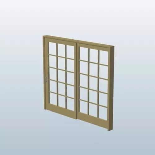 Wooden Mullion Slider Door 3d model Wooden Mullion Slider Door 3d model