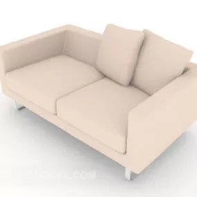 Simple Home Brown Double Sofa V1 3d model