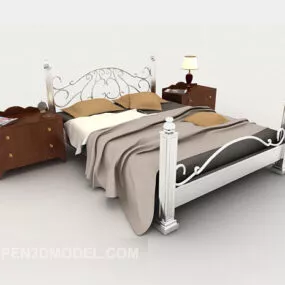 Home Simple Grey Double Bed V1 3d model