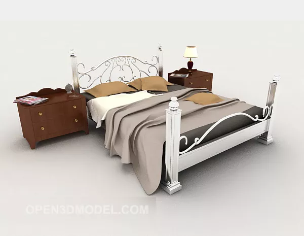Home Simple Grey Double Bed V1 3d model Home Simple Grey Double Bed V1 3d model