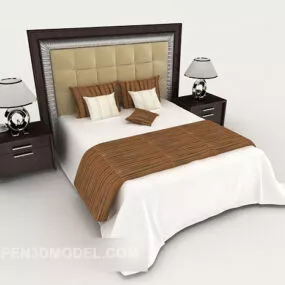 Business Simple White Double Bed V1 3d model