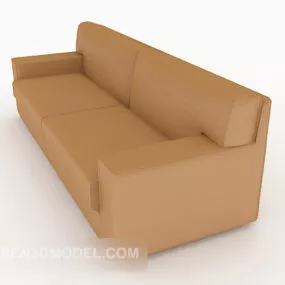Home Brown Simple Double Sofa V1 3d model