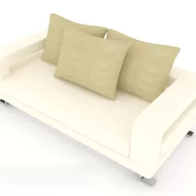 Simple Rice White Double Sofa V1 3d model