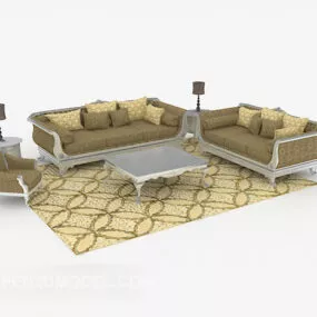 European Brown Home Sofa Sets 3d model