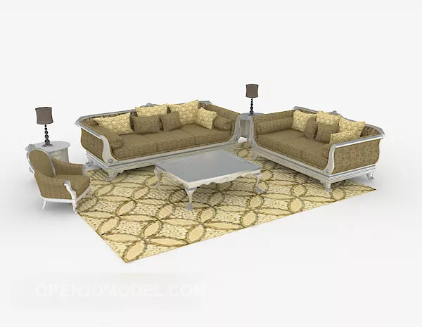 European Brown Home Sofa Sets 3d model European Brown Home Sofa Sets 3d model