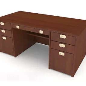 Modern Simple Wooden Desk Cherry COlor 3d model