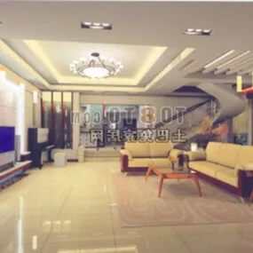 Living Room Modern With Lighting Design 3d model