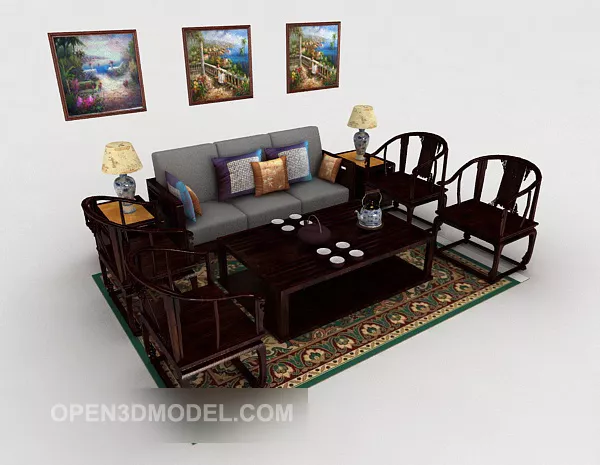 New Chinese Simple Home Sofa 3d model New Chinese Simple Home Sofa 3d model