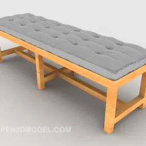 Grey Simple Sofa Bench Wooden 3d model
