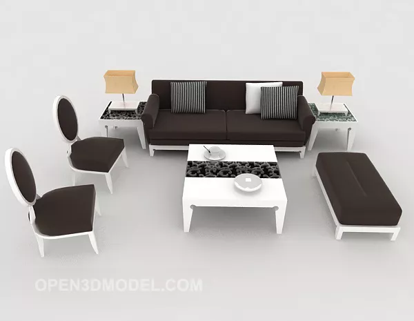 Modern Minimalist Dark Brown Sofa Set 3d model Modern Minimalist Dark Brown Sofa Set 3d model