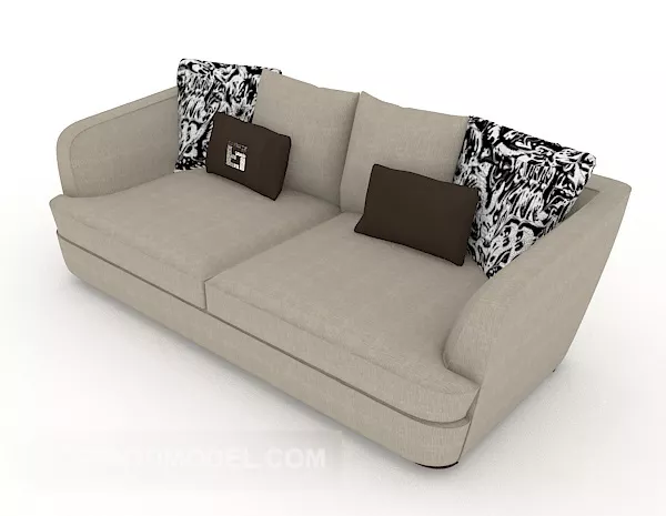 Gray Double Sofa With Pillows 3d model Gray Double Sofa With Pillows 3d model