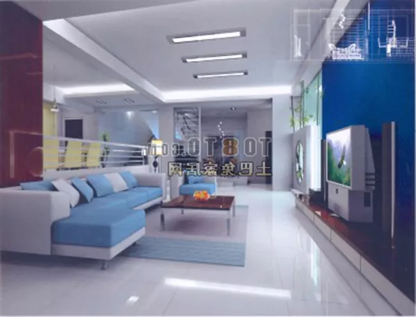 Living Room Blue Sofa 3d model Living Room Blue Sofa 3d model