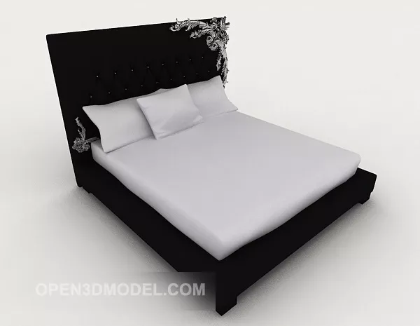 Simple Bed Black Wood 3d model Simple Bed Black Wood 3d model