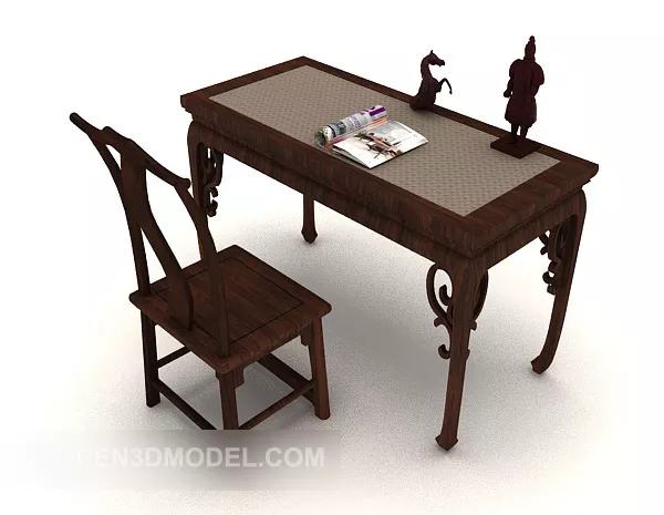 Antique Chinese Wooden Desk Chair 3d model Antique Chinese Wooden Desk Chair 3d model