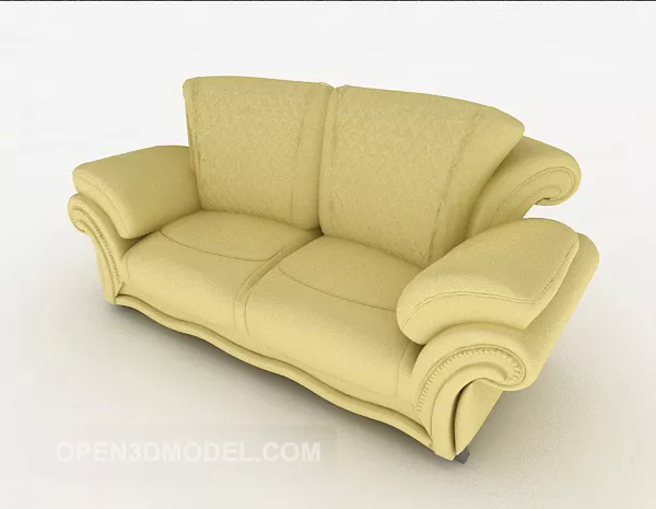 Simple Yellow Leather Double Sofa 3d model Simple Yellow Leather Double Sofa 3d model
