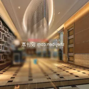 Hotel Lobby Warm Tone Decor 3d model