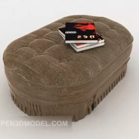 Brown Sofa Stool with Magazine 3d model