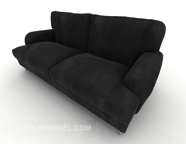 Simple Black Double Sofa Leather 3d model Simple Black Double Sofa Leather 3d model