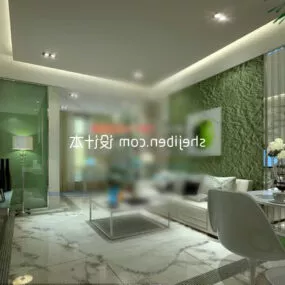 Living Room Space With Wall Decor 3d model