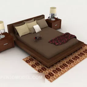 Simple Wooden Bed 3d model