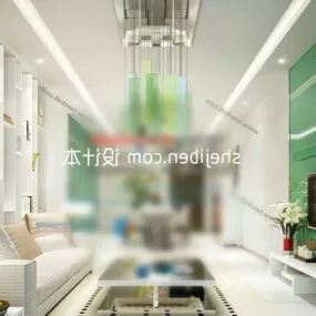 Modern Living Room White Color 3d model