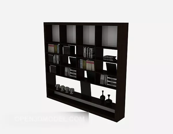 Simple Dark Wooden Bookcase 3d model Simple Dark Wooden Bookcase 3d model