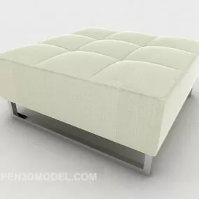 Modern Minimalist Stool White Leather 3d model