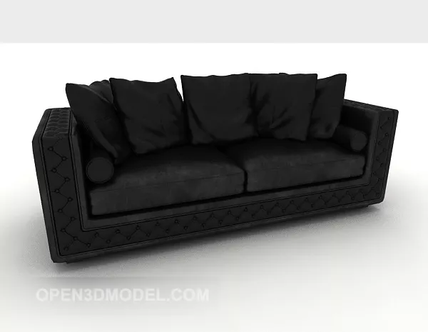 Black Leather Modern Simple Sofa 3d model Black Leather Modern Simple Sofa 3d model