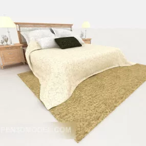 Light Wood Double Bed 3d model