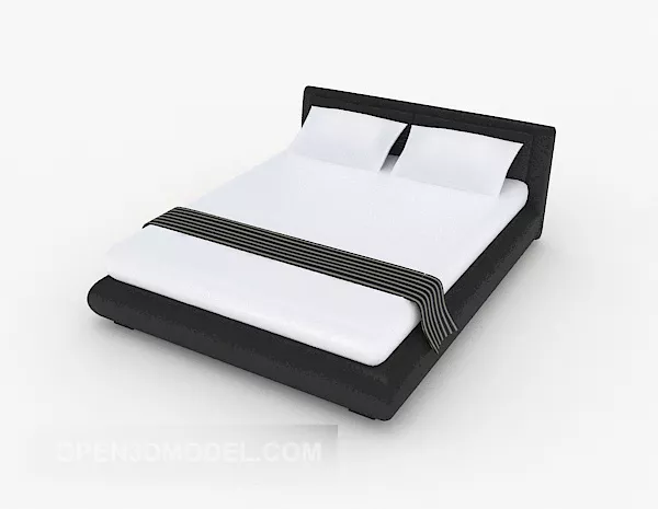 Simple Black White Double Bed Design 3d model Simple Black White Double Bed Design 3d model