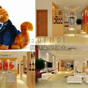 Living Room Simple Wood Furniture Interior 3d model