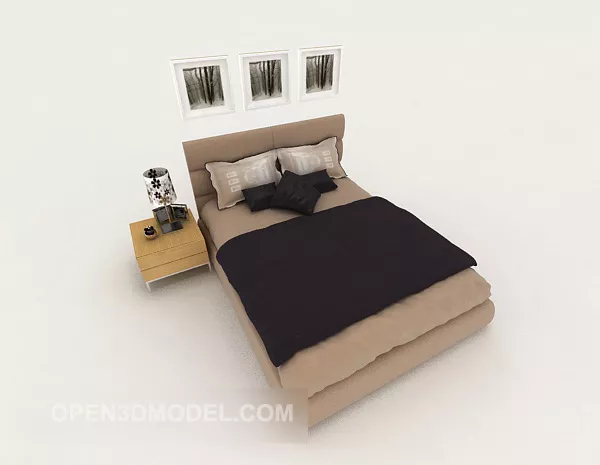 Simple Modern Home Double Bed V1 3d model Simple Modern Home Double Bed V1 3d model