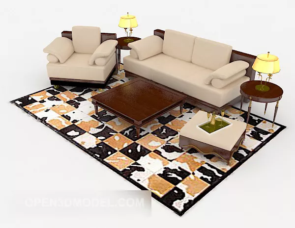 Modern Chinese Home Simple Sofa Sets 3d model Modern Chinese Home Simple Sofa Sets 3d model