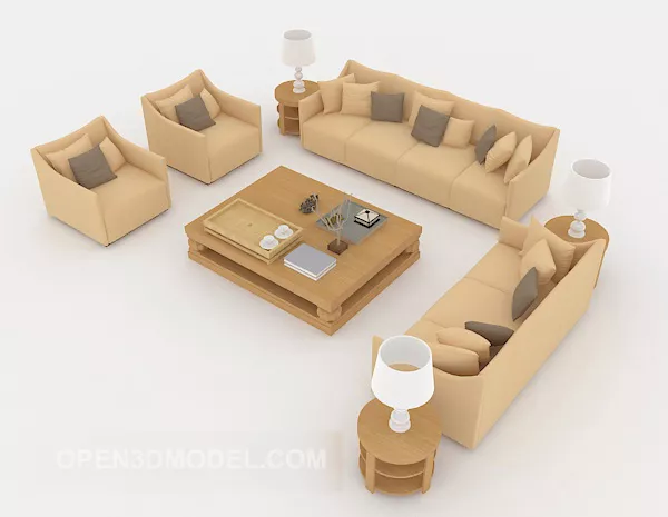 Yellow Color Home Furniture Sofa Sets 3d model Yellow Color Home Furniture Sofa Sets 3d model