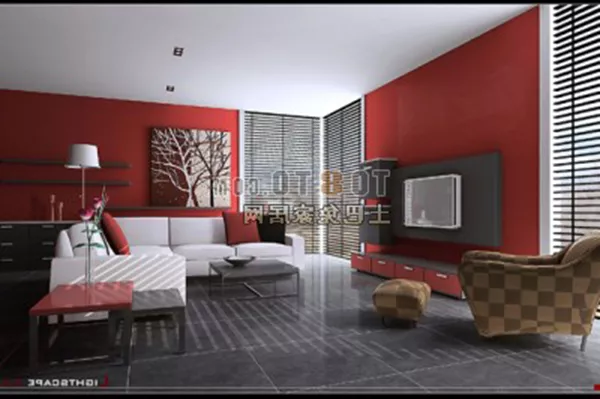 Living Room Red Wall Decoration 3d model Living Room Red Wall Decoration 3d model