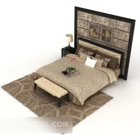 Simple European Style Double Bed V1 3d model