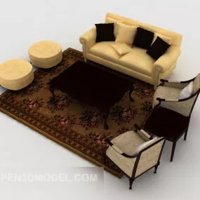 Simple Furniture European Sofa Full Sets 3d model