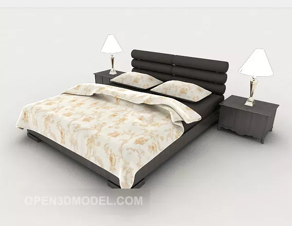 Modern Home Brown Double Bed 3d model Modern Home Brown Double Bed 3d model