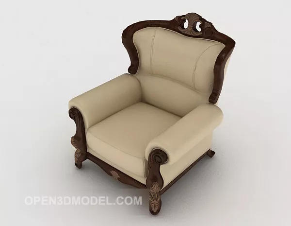 European Single Sofa Wooden Leather 3d model European Single Sofa Wooden Leather 3d model