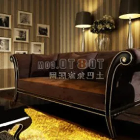 Vintage Antique Leather Sofa 3d model